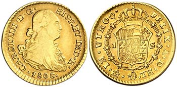 1808. Carlos IV. México. TH. 1 escudo. ... 