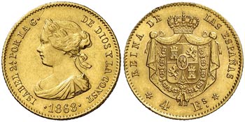 1868*68. Isabel II. Madrid. 4 escudos. (Cal. ... 