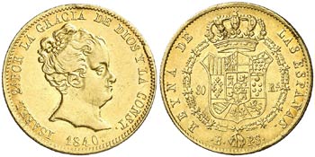 1840. Isabel II. Barcelona. PS. 80 reales. ... 