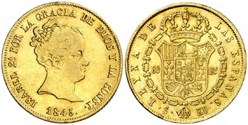 1845. Isabel II. Sevilla. RD. 80 reales. ... 
