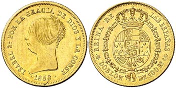 1850. Isabel II. Madrid. CL. Doblón de 100 ... 