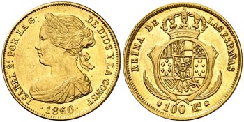 1860. Isabel II. Sevilla. 100 reales. (Cal. ... 