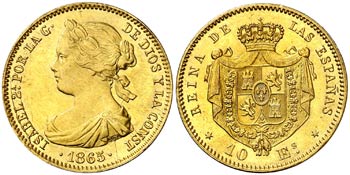 1865. Isabel II. Madrid. 10 escudos. (Cal. ... 
