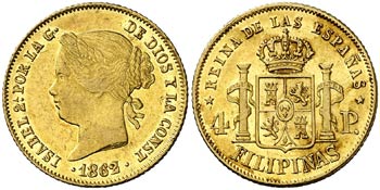 1862. Isabel II. Manila. 4 pesos. (Cal. ... 