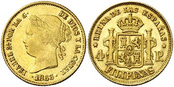 1863. Isabel II. Manila. 4 pesos. (Cal. ... 
