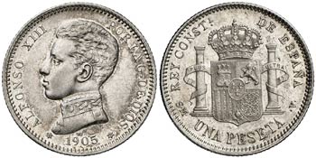 1905*1905. Alfonso XIII. SMV. 1 peseta. ... 