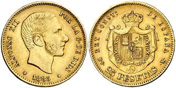 1885*1886. Alfonso XII. MSM. 25 pesetas. ... 