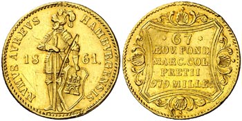 1861. Alemania. Hamburgo. 1 ducado. (Fr. ... 