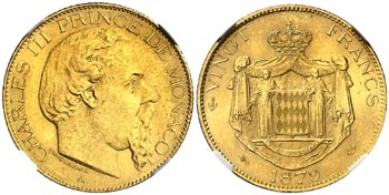 1879. Mónaco. Carlos III. A (París). 20 ... 