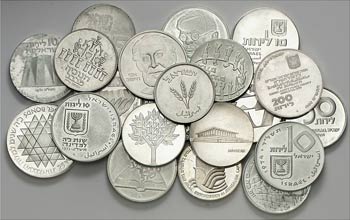 Israel. Lote de 34 monedas en plata, todas ... 