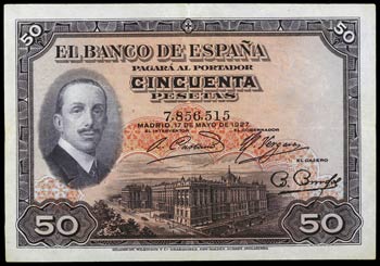 1927. 50 pesetas. (Ed. D7 var) (Ed. 406 ... 