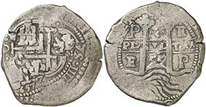 1657/5. Felipe IV. Potosí. E. 8 reales. ... 