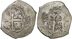 1675. Carlos II. Potosí. E. 8 reales. (Cal. ... 
