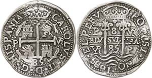 1685. Carlos II. Potosí. VR. 8 reales. ... 