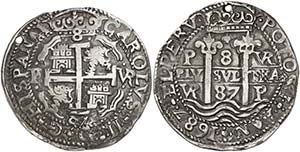 1687. Carlos II. Potosí. VR. 8 reales. ... 