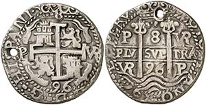 1696. Carlos II. Potosí. VR. 8 reales. ... 