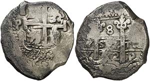 1702. Felipe V. Potosí. Y. 8 reales. (Cal. ... 