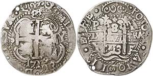 1713. Felipe V. Potosí. Y. 8 reales. (Cal. ... 