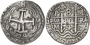 1740. Felipe V. Potosí. M. 8 reales. (Cal. ... 