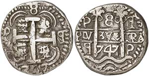1747. Fernando VI. Potosí. q. 8 reales. ... 