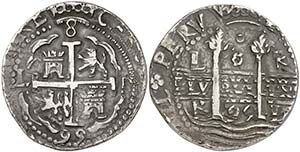 1695. Carlos II. Lima. R. 8 reales. (Cal. ... 