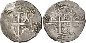 1698. Carlos II. Lima. H. 8 reales. (Cal. ... 