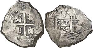 1704. Felipe V. Lima. H. 8 reales. (Cal. ... 