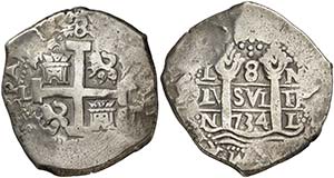 1734. Felipe V. Lima. N. 8 reales. (Cal. ... 