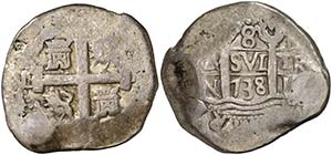 1738. Felipe V. Lima. N. 8 reales. (Cal. ... 
