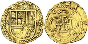 s/d. Felipe II. Sevilla. 2 escudos. (Cal. ... 