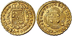 1725. Felipe V. Madrid. A. 2 escudos. (Cal. ... 