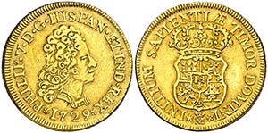 1729. Felipe V. Madrid. 2 escudos. (Cal. ... 