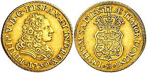 1730. Felipe V. Madrid. 2 escudos. (Cal. ... 