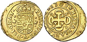 1702. Felipe V. Sevilla. M. 2 escudos. (Cal. ... 
