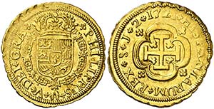 1721. Felipe V. Sevilla. J. 2 escudos. (Cal. ... 