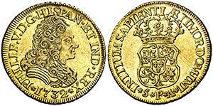 1732. Felipe V. Sevilla. PA. 2 escudos. ... 
