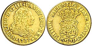 1739. Felipe V. Sevilla. PJ. 2 escudos. ... 
