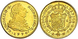 1774. Carlos III. Madrid. PJ. 2 escudos. ... 