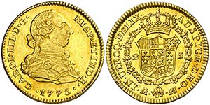 1775. Carlos III. Madrid. PJ. 2 escudos. ... 