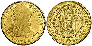 1780. Carlos III. Popayán. SF. 2 escudos. ... 