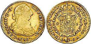 1789. Carlos III. Santiago. DA. 2 escudos. ... 