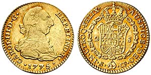 1775. Carlos III. Sevilla. CF. 2 escudos. ... 