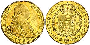 1793. Carlos IV. Madrid. MF. 2 escudos. ... 