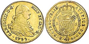 1799. Carlos IV. Madrid. AJ. 2 escudos. ... 