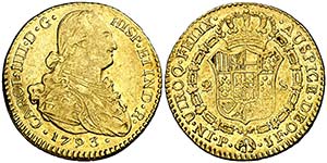1793. Carlos IV. Popayán. JF/SF. 2 escudos. ... 