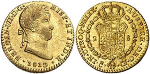 1813. Fernando VII. Cádiz. CJ. 2 escudos. ... 