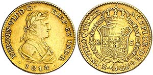 1814/3. Fernando VII. Madrid. GJ. 2 escudos. ... 