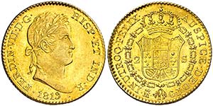 1819/7. Fernando VII. Madrid. GJ. 2 escudos. ... 