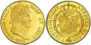 1820. Fernando VII. Madrid. GJ. 2 escudos. ... 