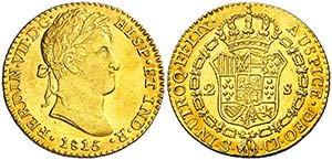 1815. Fernando VII. Sevilla. CJ. 2 escudos. ... 